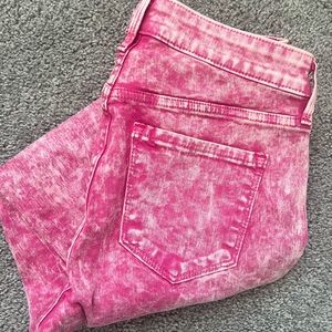 Rockstar Super Skinny Mid-rise Pink Acid Wash Denim